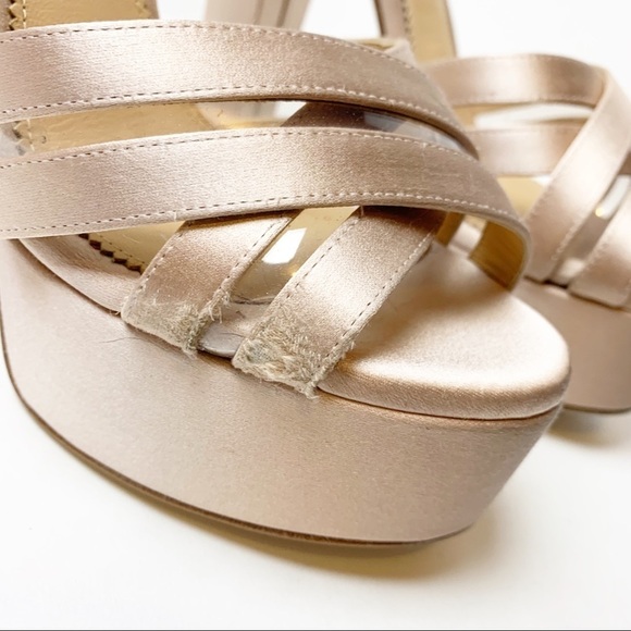 Neil J Rodgers Blush Satin Platform Sofia Sandals - Picture 4 of 8